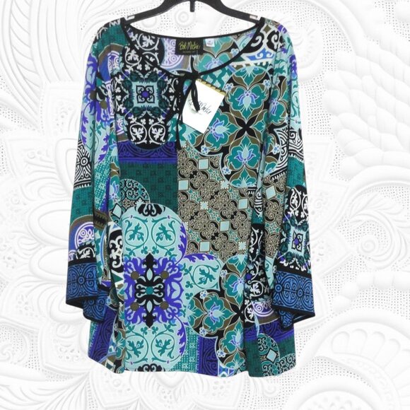 Bob Mackie Wearable Art 1X Plus Size Tunic Top - NWT - Picture 1 of 3